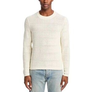 BLOOMINGDALES Sweater Mens XL Cream Pullover Crew Loose Knit Silk Linen $148